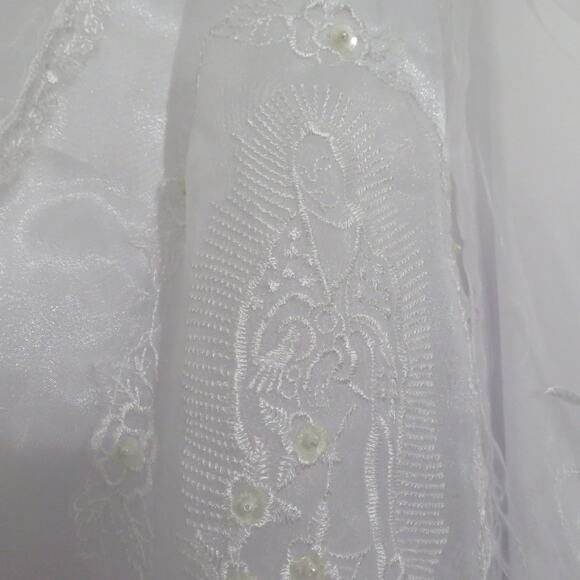 Kids Size 2 White Baptism Christening Dress Virgen De Guadalupe Embroidery - Picture 6 of 9